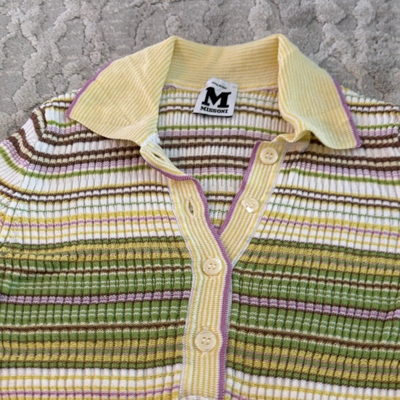 Missoni Striped Ribbed Knit Top in Yellow, Green, Brown and Cream, lilac - Picture 4 of 6